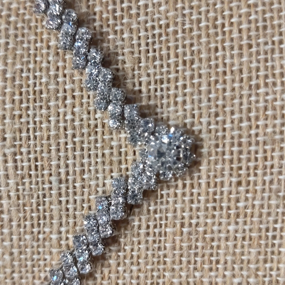 4 for $50 Fashion Jewelry Tennis Necklace Princess Silver Clear Stones 15" Long - Picture 2 of 6